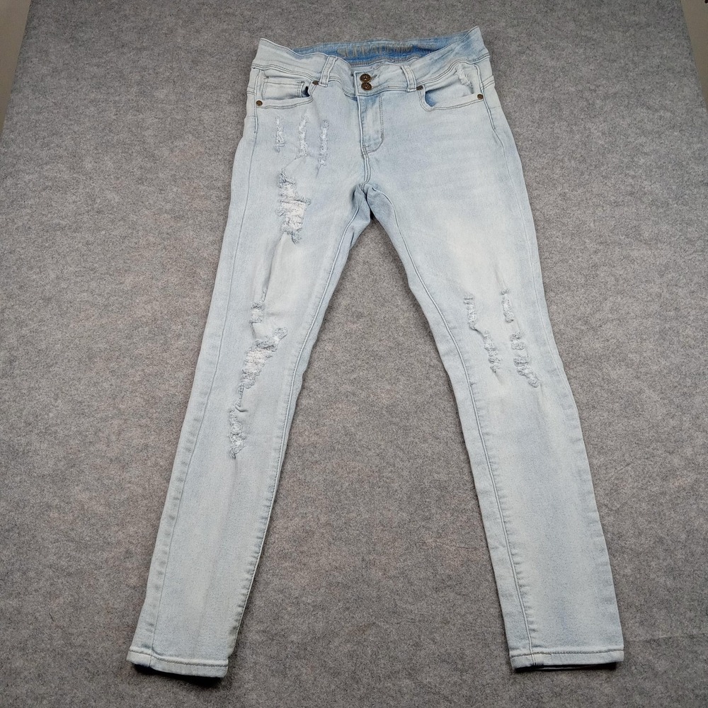 Supradenim Jeans Womens 11‎ Light Wash Distressed Skinny Stretch Denim Mid Rise